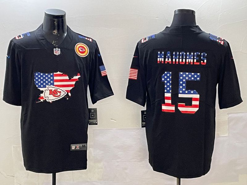 Men Kansas City Chiefs #15 Mahomes Black national flag 2025 Nike Vapor Limited NFL Jersey style 4->kansas city chiefs->NFL Jersey